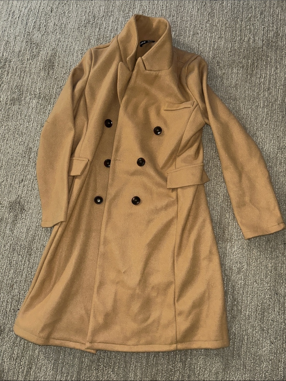 Women's Double-Breasted Camel Pea Coat